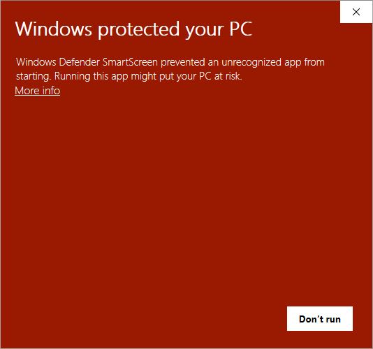 Windows Defender Warning